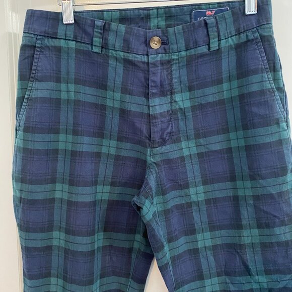 Vineyard Vines Breaker Pants Chinos Tartan Plaid Green Blue Mens - Picture 3 of 10